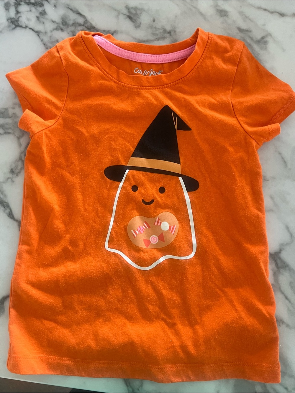 Cat & Jack Orange Kids Tee with Pink Trim
